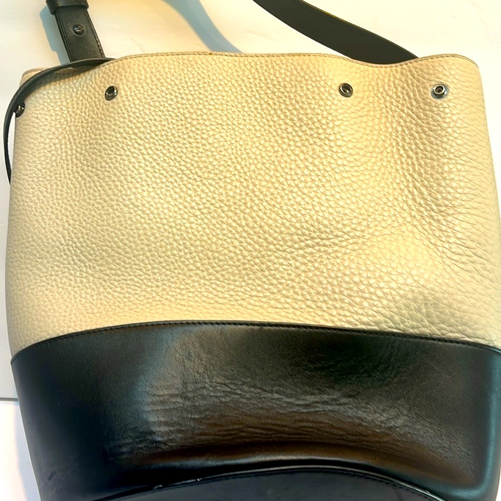 Dagne Dover - Ava Bone Onyx Leather Bucket Bag w/ Light Camo Lining & Dust - Picture 1 of 8